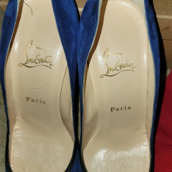 Christian Louboutin Lavalliere 100 Suede Pumps size 38, indigo/black - Picture 5 of 7